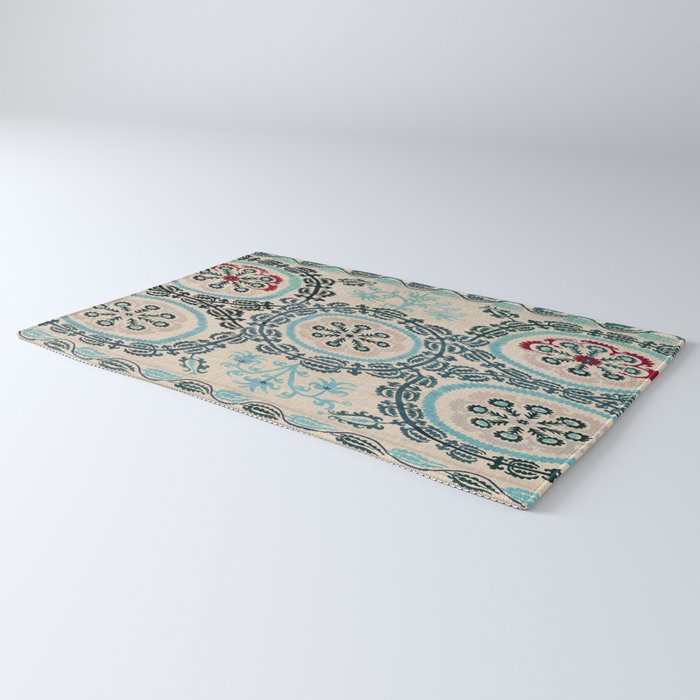 Ferghana Suzani  Northeast Uzbekistan Embroidery Print Rug Gallery Image 3