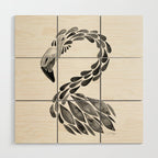 Miami Flamingo - Black Ink Wood Wall Art Gallery Image 1