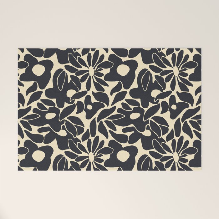 Abstract vintage flower art pattern Welcome Mat Gallery Image 1