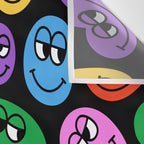 Colorful retro smiling face cartoon pattern Wall Tapestry Gallery Image 3