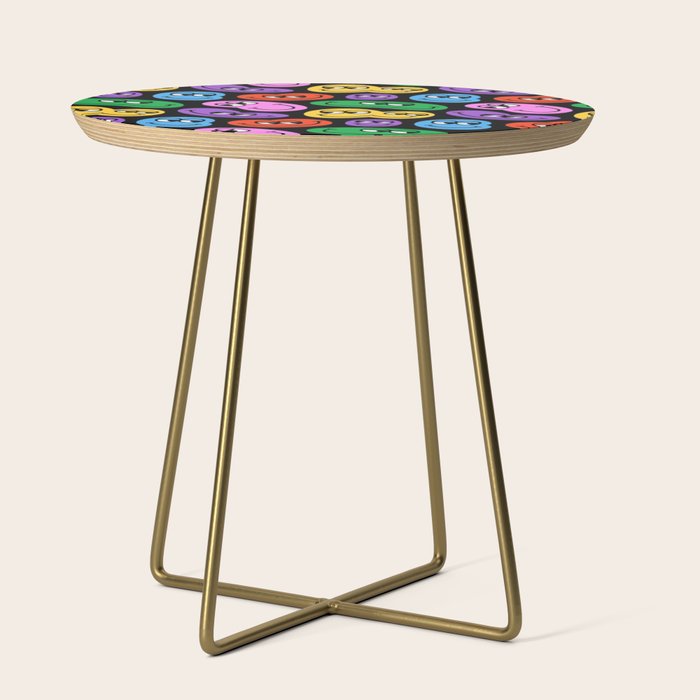 Colorful retro smiling face cartoon pattern Side Table Gallery Image 1