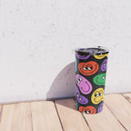 Colorful retro smiling face cartoon pattern Travel Mug Gallery Image 4