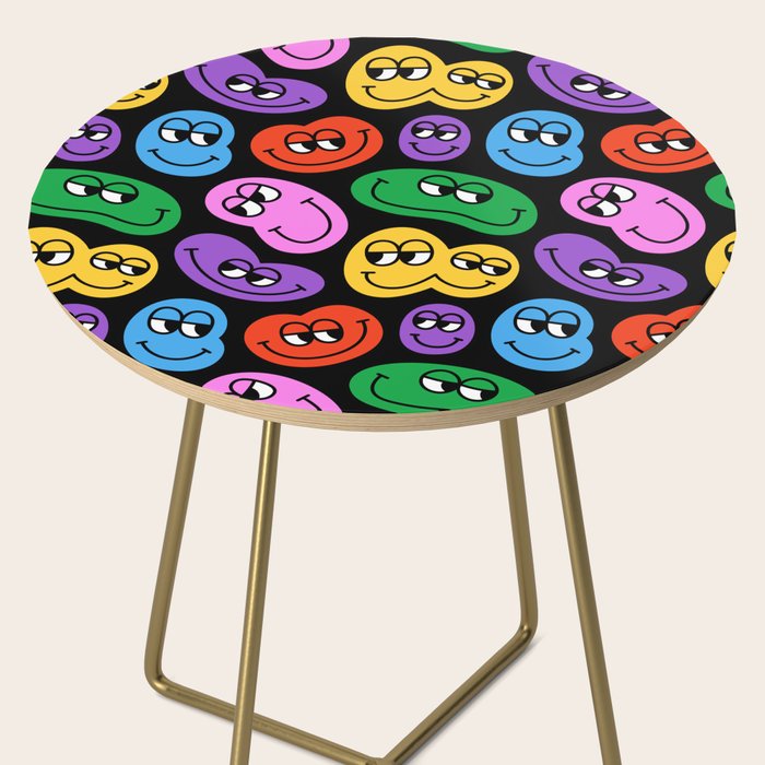Colorful retro smiling face cartoon pattern Side Table Gallery Image 2