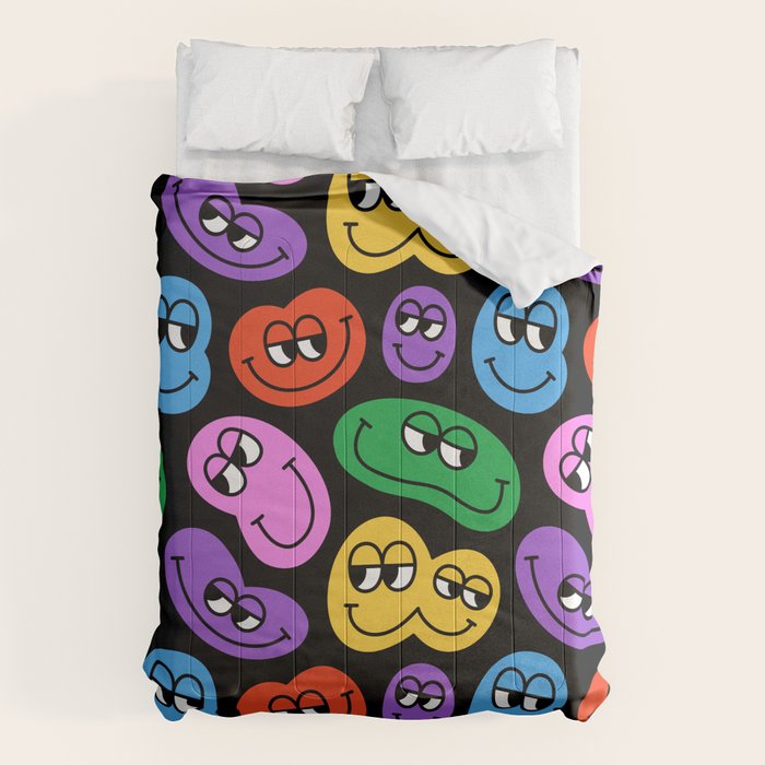 Colorful retro smiling face cartoon pattern Comforter Gallery Image 6