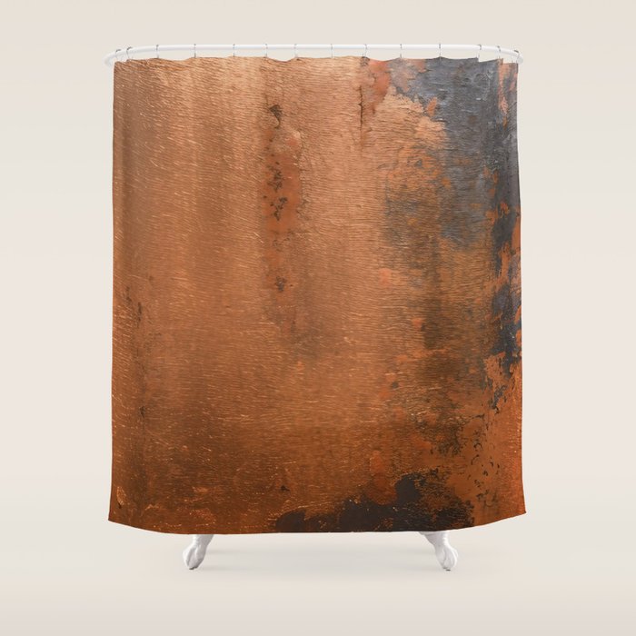 Japandi Art Copper and Black Rust Shower Curtain Gallery Image 1