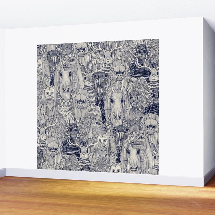 cryptid crowd blue off white Wall Mural Gallery Image 2