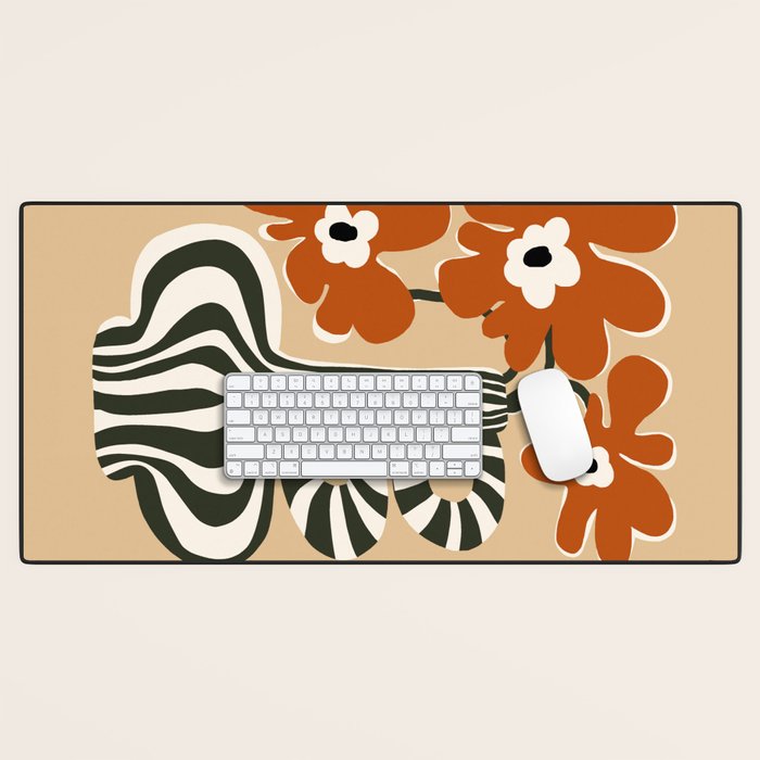 Retro flowerpot with stripe  Desk Mat Gallery Image 1