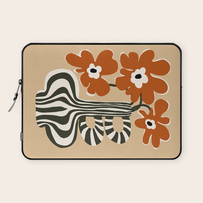 Retro flowerpot with stripe  Laptop Sleeve Gallery Image 1