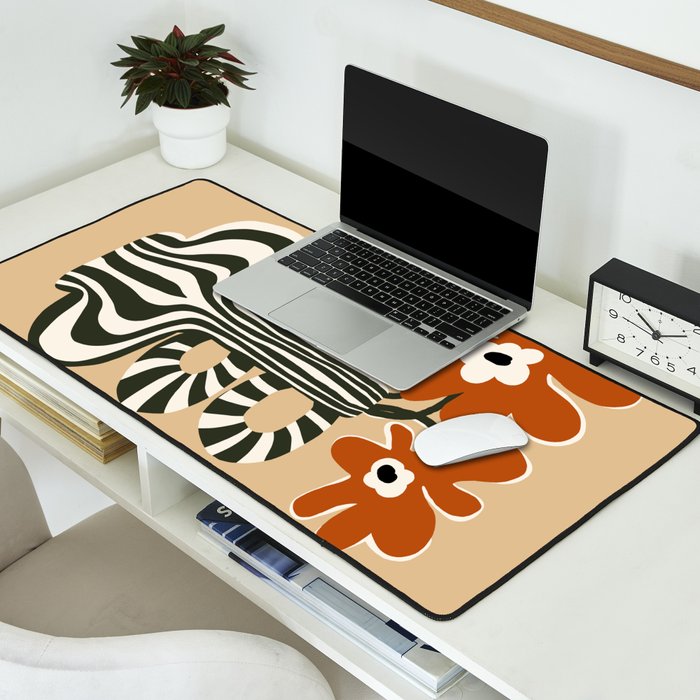 Retro flowerpot with stripe  Desk Mat Gallery Image 2
