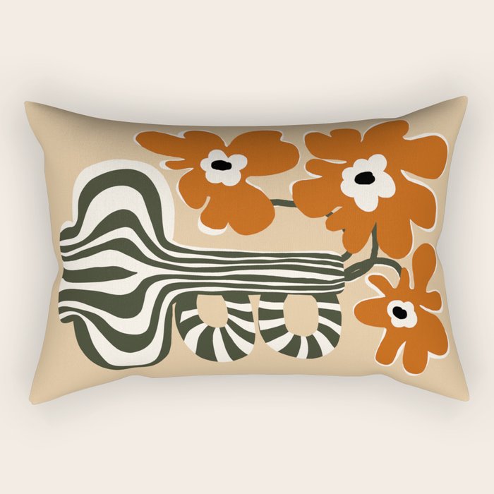 Retro flowerpot with stripe  Rectangular Pillow Gallery Image 2