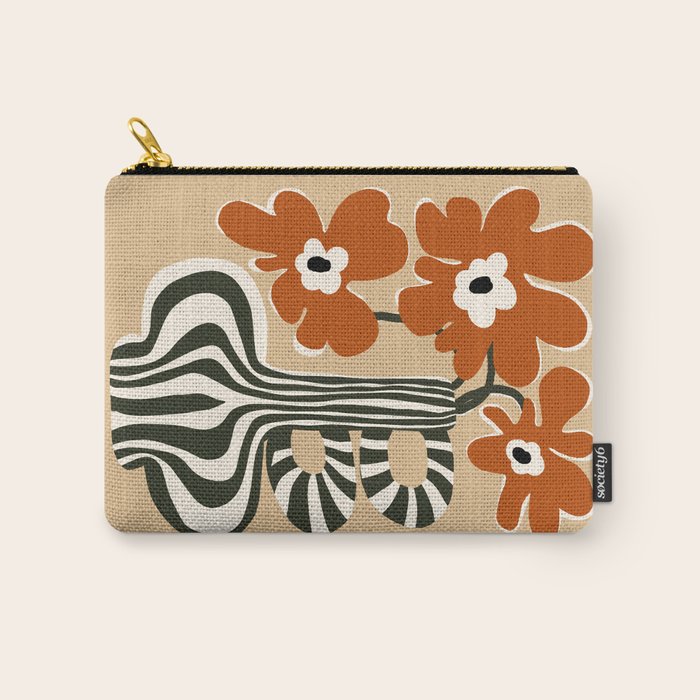 Retro flowerpot with stripe  Carry All Pouch Gallery Image 1