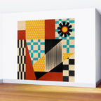 Retro Textured Modern Geometry City   Wall Mural Gallery Image 2
