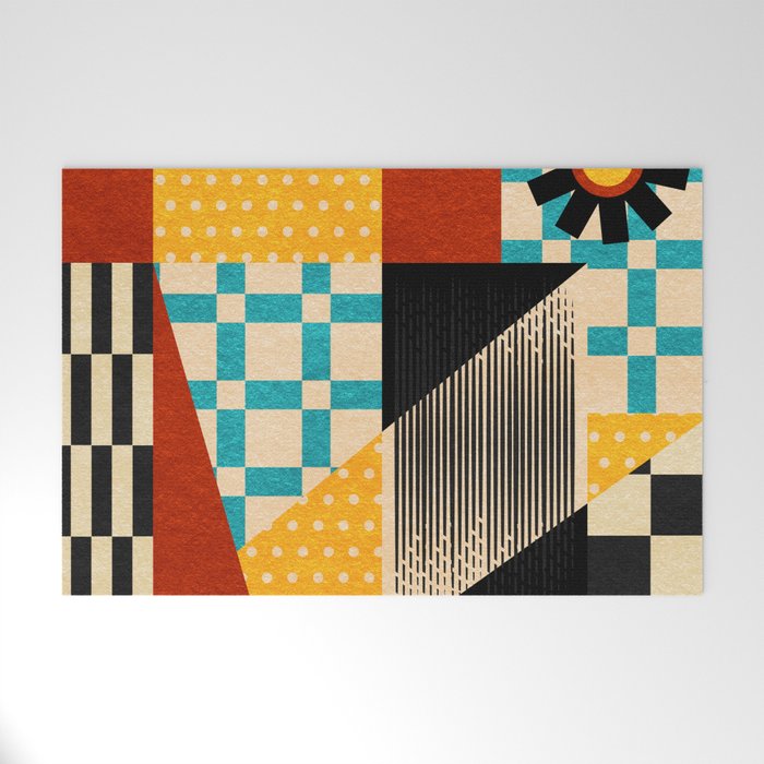 Retro Textured Modern Geometry City   Welcome Mat Gallery Image 1
