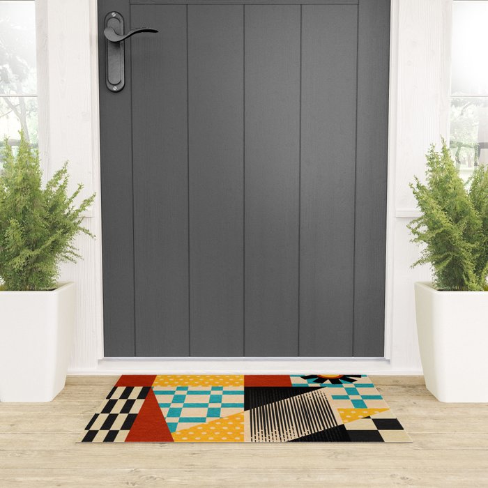 Retro Textured Modern Geometry City   Welcome Mat Gallery Image 3