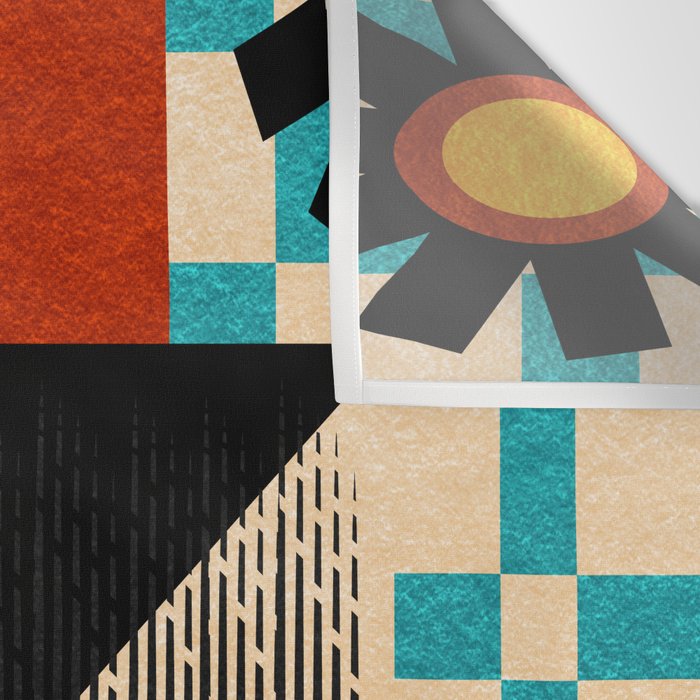 Retro Textured Modern Geometry City   Wall Tapestry Gallery Image 3
