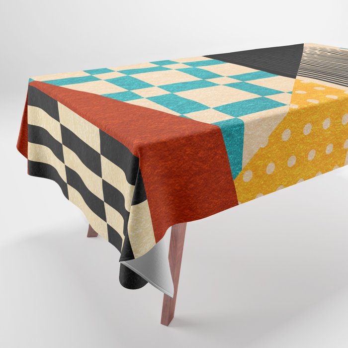 Retro Textured Modern Geometry City   Tablecloth Gallery Image 1