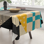 Retro Textured Modern Geometry City   Tablecloth Gallery Image 3