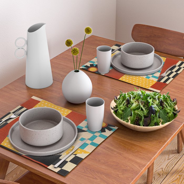 Retro Textured Modern Geometry City   Placemat Gallery Image 2