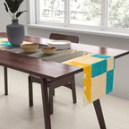Retro Textured Modern Geometry City   Table Runner Gallery Image 2