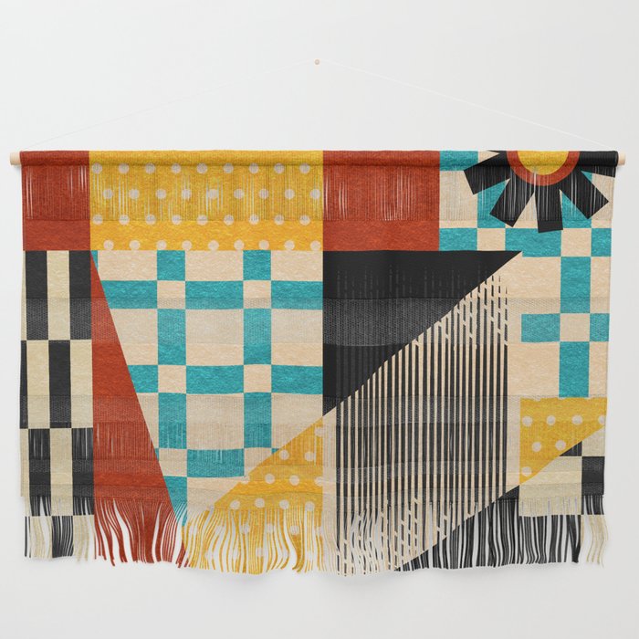 Retro Textured Modern Geometry City   Wall Hanging Gallery Image 1