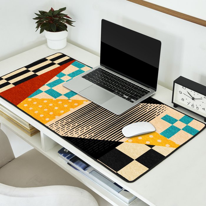 Retro Textured Modern Geometry City   Desk Mat Gallery Image 2