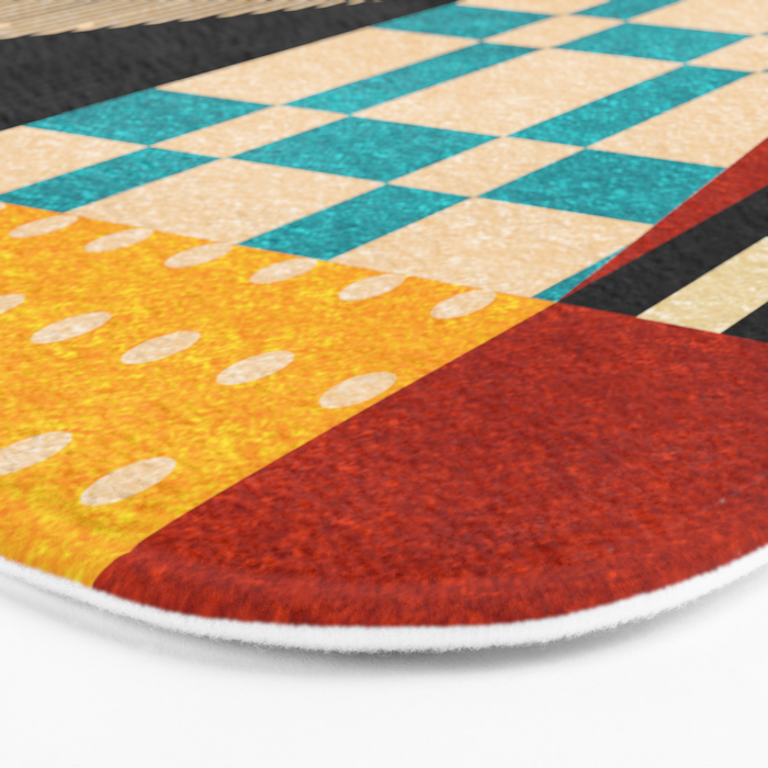 Retro Textured Modern Geometry City   Bath Mat Gallery Image 3