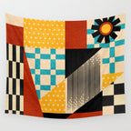Retro Textured Modern Geometry City   Wall Tapestry Gallery Image 4