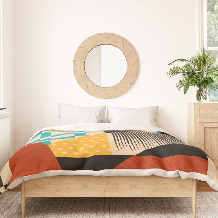 Retro Textured Modern Geometry City   Duvet Cover Gallery Image 3