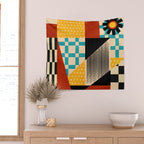 Retro Textured Modern Geometry City   Wall Tapestry Gallery Image 2