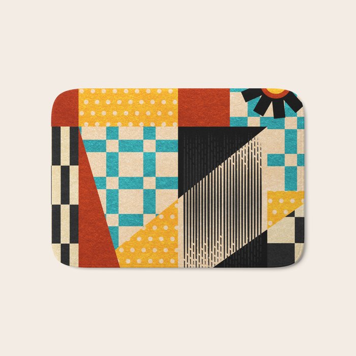 Retro Textured Modern Geometry City   Bath Mat Gallery Image 1