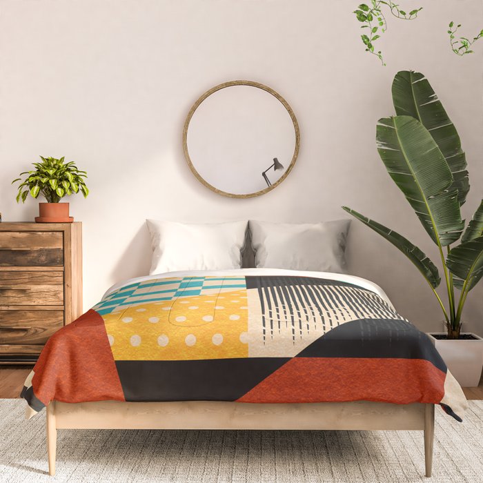 Retro Textured Modern Geometry City   Comforter Gallery Image 3