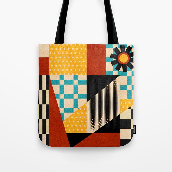 Retro Textured Modern Geometry City   Tote Bag Gallery Image 1