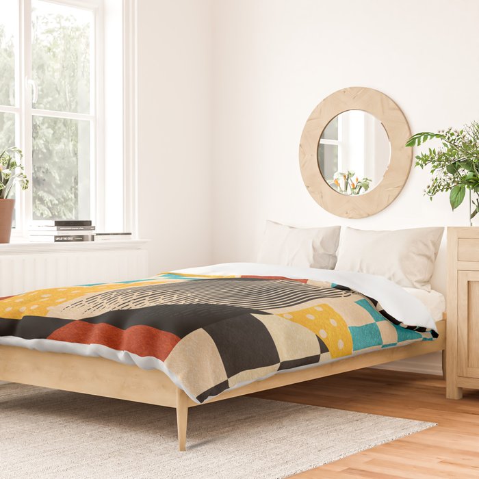 Retro Textured Modern Geometry City   Duvet Cover Gallery Image 2
