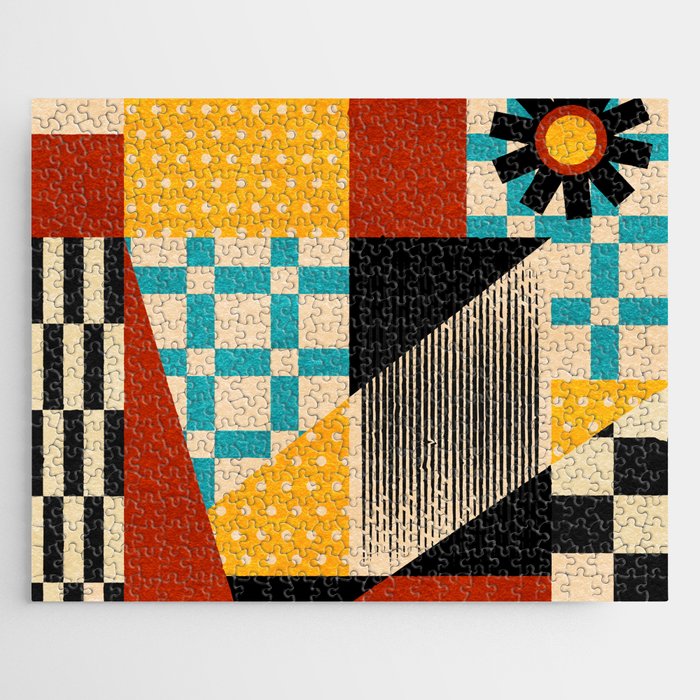 Retro Textured Modern Geometry City   Jigsaw Puzzle Gallery Image 1