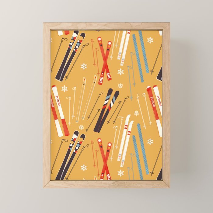 Bright Retro Ski Pattern Mini Art Print Gallery Image 1