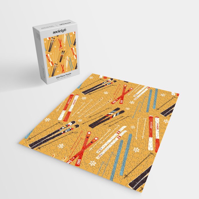Bright Retro Ski Pattern Jigsaw Puzzle Gallery Image 2