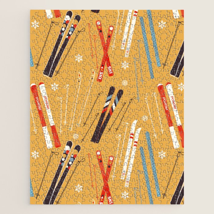 Bright Retro Ski Pattern Jigsaw Puzzle Gallery Image 1