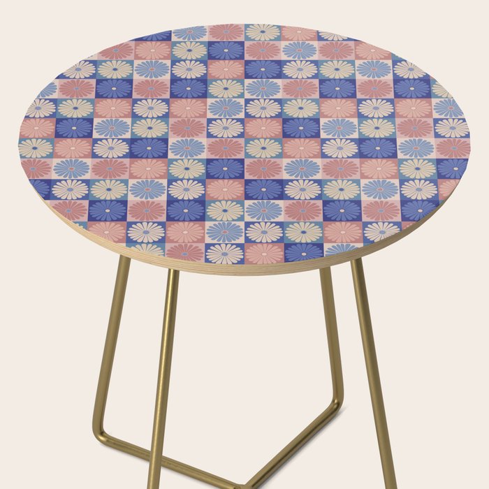 Retro Flowers Check Pattern XIII Side Table Gallery Image 2