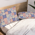 Retro Flowers Check Pattern XIII Pillow Sham Gallery Image 2