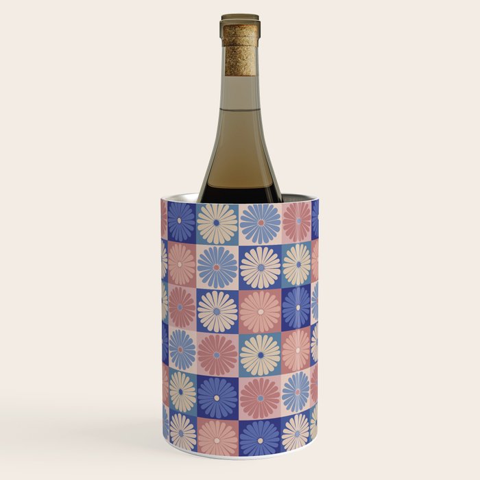 Retro Flowers Check Pattern XIII Wine Chiller Gallery Image 1