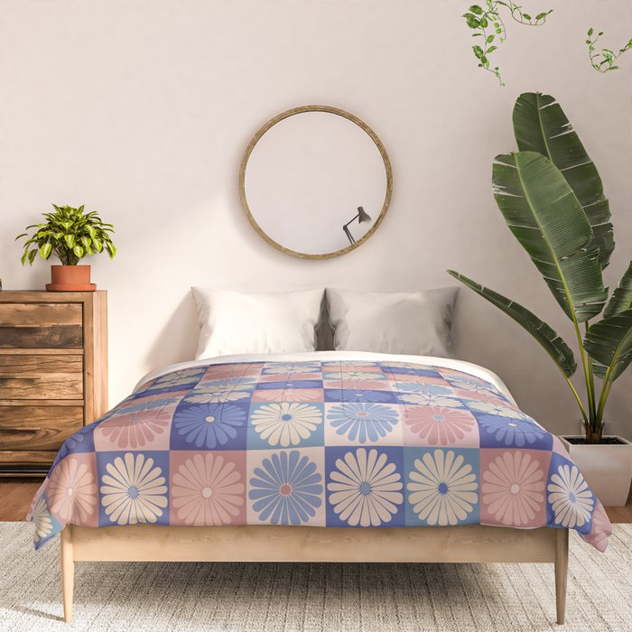 Retro Flowers Check Pattern XIII Comforter Gallery Image 3
