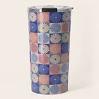 Retro Flowers Check Pattern XIII Travel Mug Gallery Image 1