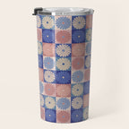 Retro Flowers Check Pattern XIII Travel Mug Gallery Image 3