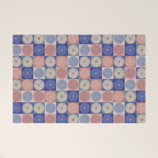 Retro Flowers Check Pattern XIII Welcome Mat Gallery Image 1