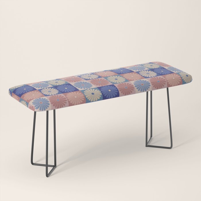 Retro Flowers Check Pattern XIII Bench Gallery Image 1