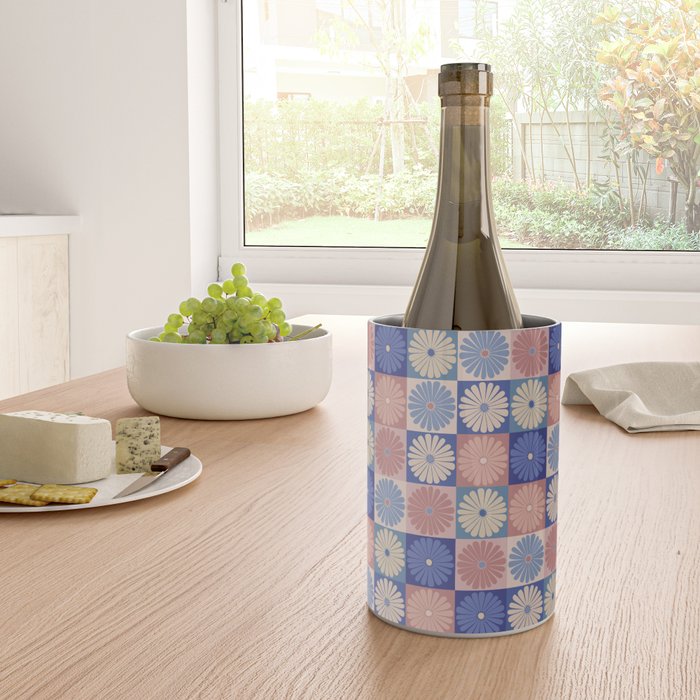 Retro Flowers Check Pattern XIII Wine Chiller Gallery Image 4
