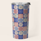 Retro Flowers Check Pattern XIII Travel Mug Gallery Image 2