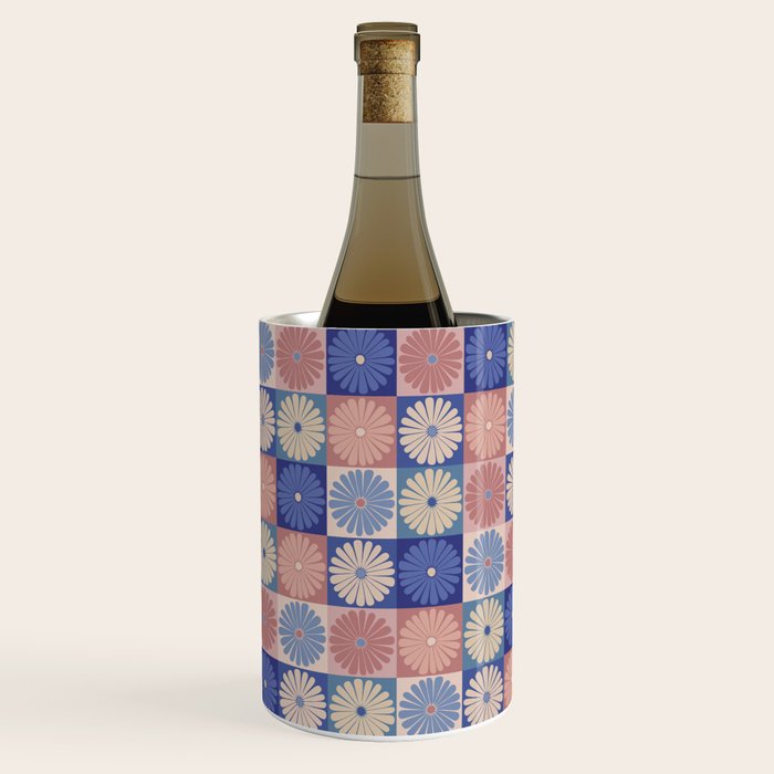 Retro Flowers Check Pattern XIII Wine Chiller Gallery Image 2