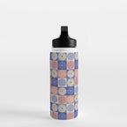 Retro Flowers Check Pattern XIII Water Bottle Gallery Image 3