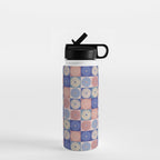 Retro Flowers Check Pattern XIII Water Bottle Gallery Image 1